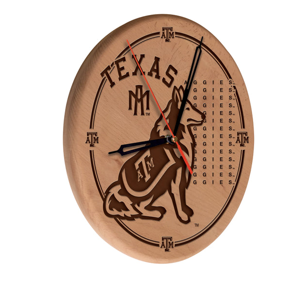 Texas A&M Aggies Engraved Wood Clock