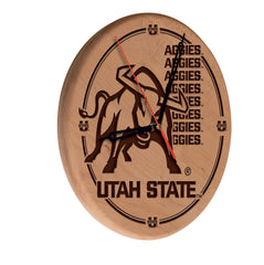 Utah State Aggies Engraved Wood Clock