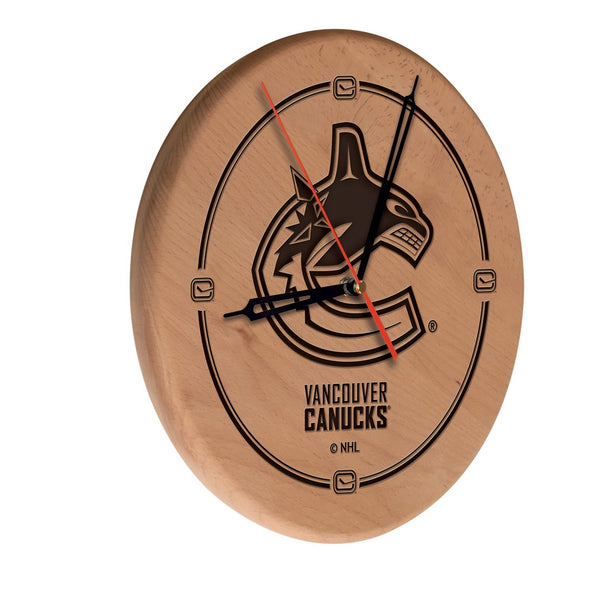 Vancouver Canucks Engraved Wood Clock