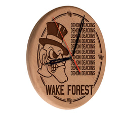Wake Forest Demon Deacon Engraved Wood Clock