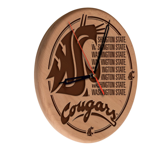 Washington State Cougars Engraved Wood Clock