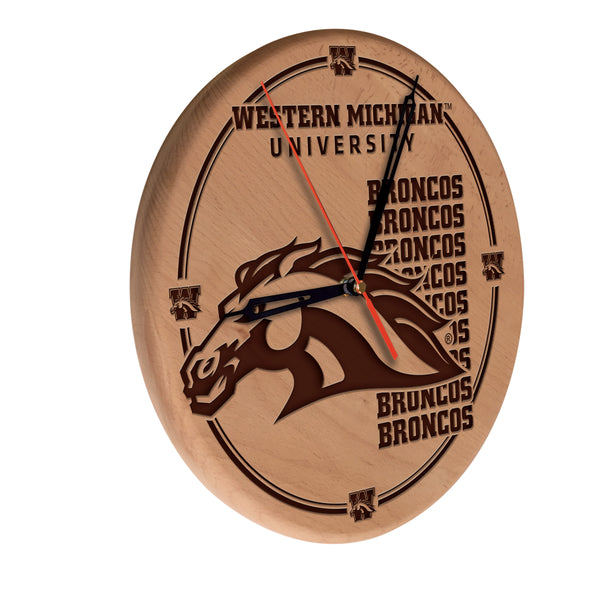 Western Michigan University Broncos Laser Engraved Wood Clock