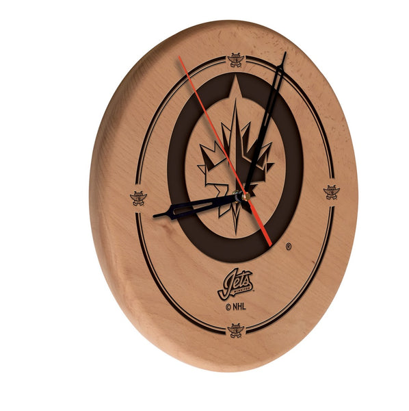 Winnipeg Jets Engraved Wood Clock