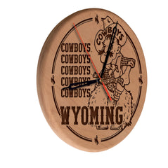 Wyoming Cowboys Engraved Wood Clock