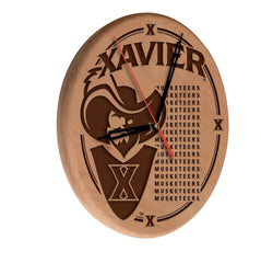 Xavier Musketeers Engraved Wood Clock