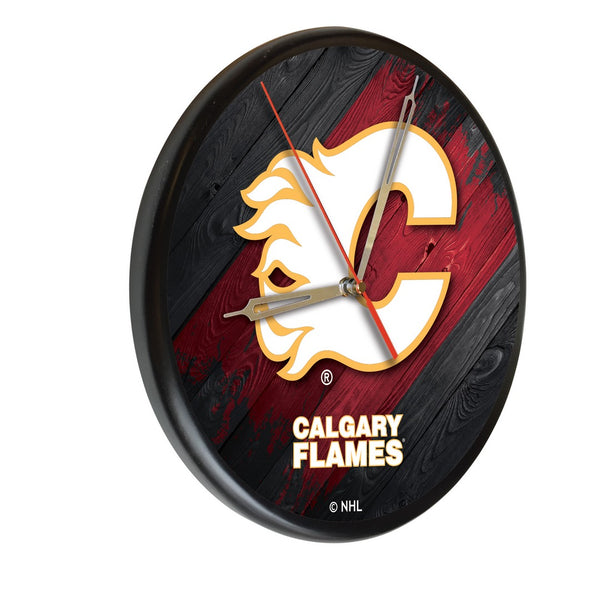 Calgary Flames Printed Wood Clock