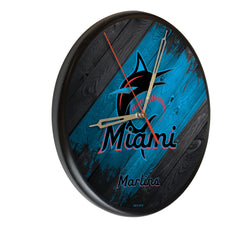 Miami Marlins Logo Printed Wood Clock | MLB Wooden Clock