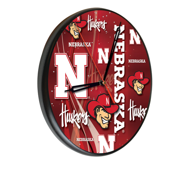 Nebraska Cornhuskers Printed Wood Clock