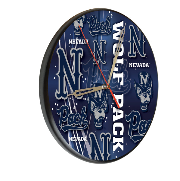 University of Nevada Reno Wolf Pack Printed Wood Clock