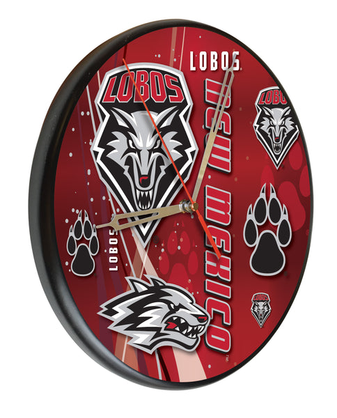 University of New Mexico Lobos Printed Wood Clock