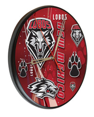 University of New Mexico Lobos Printed Wood Clock