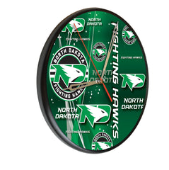 North Dakota Fighting Hawks Printed Wood Clock